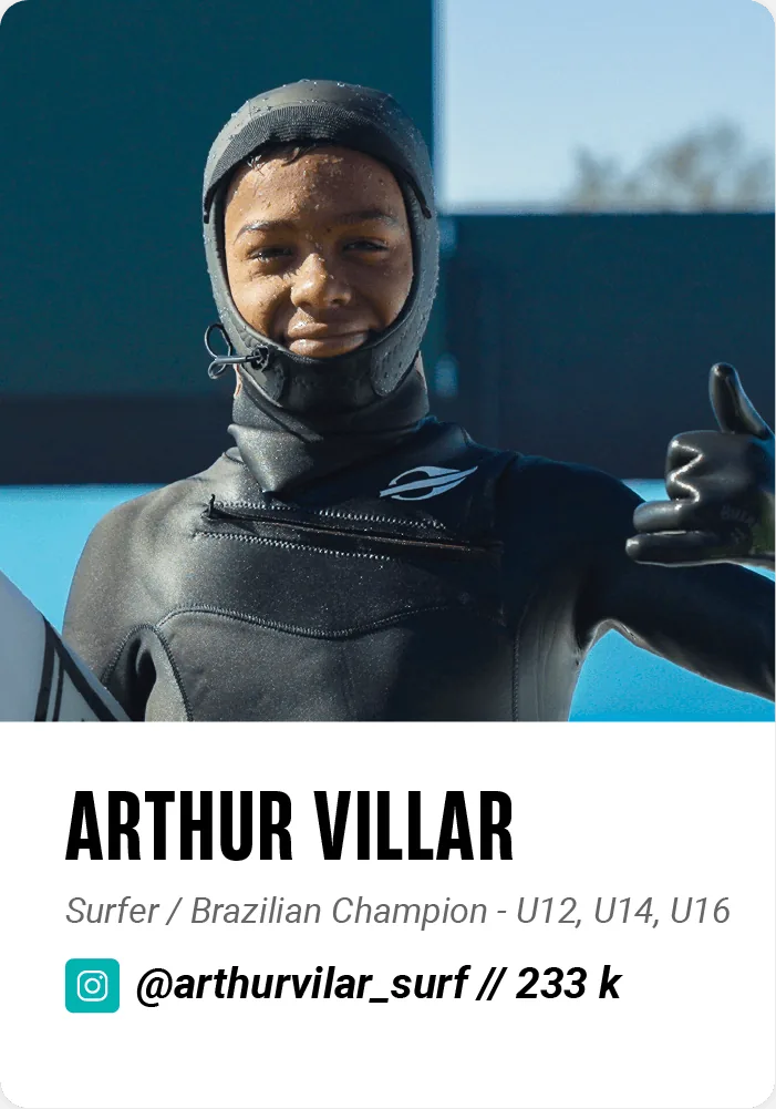 Arthur Villar, Mormaii surfer, Brazilian Champion U12, U14, U16