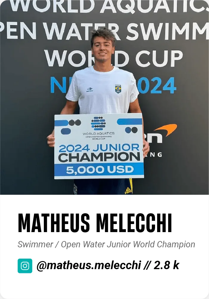 Matheus Melecchi, Mormaii swimmer, Open Water Junior World Champion