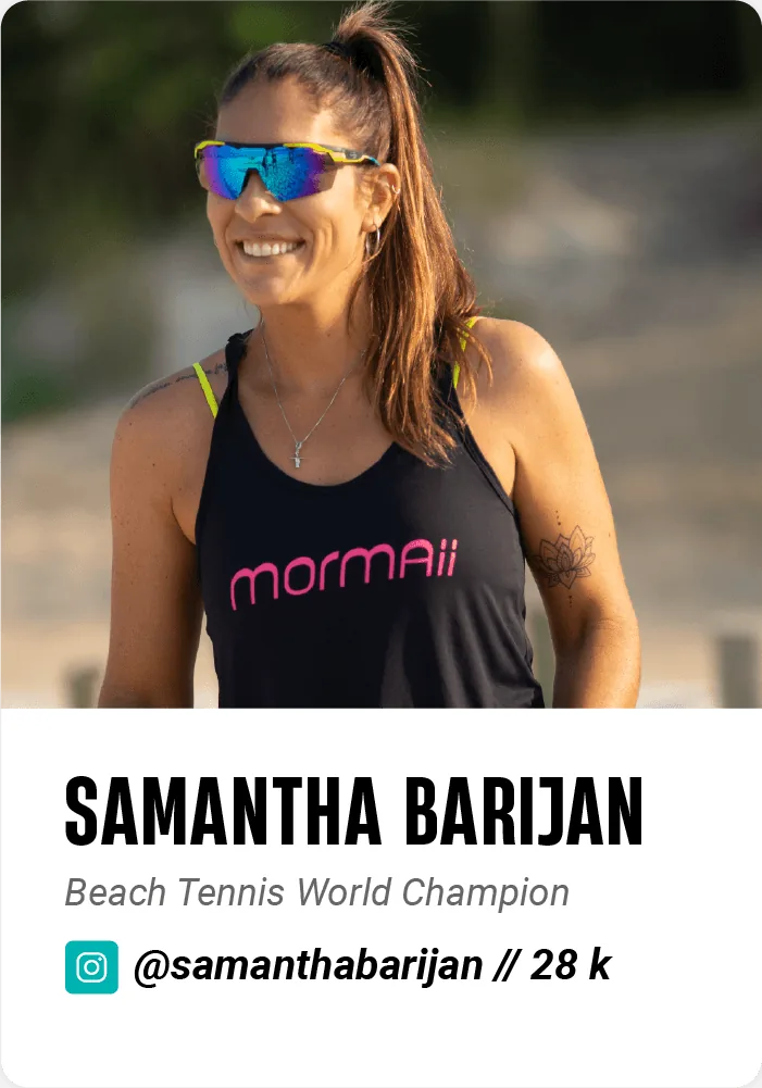 Samantha Barijan, Mormaii athlete, Beach Tennis World Champion