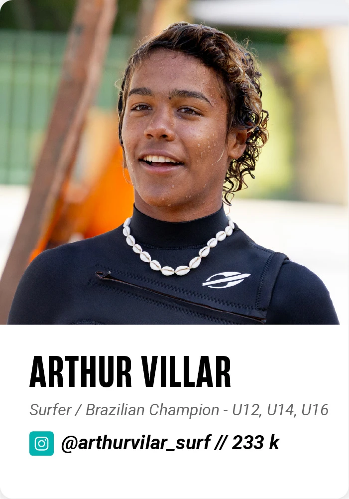 Arthur Villar, Mormaii surfer, Brazilian Champion U12, U14, U16